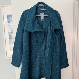 L.L. Bean blue asymmetric wool blend jacket